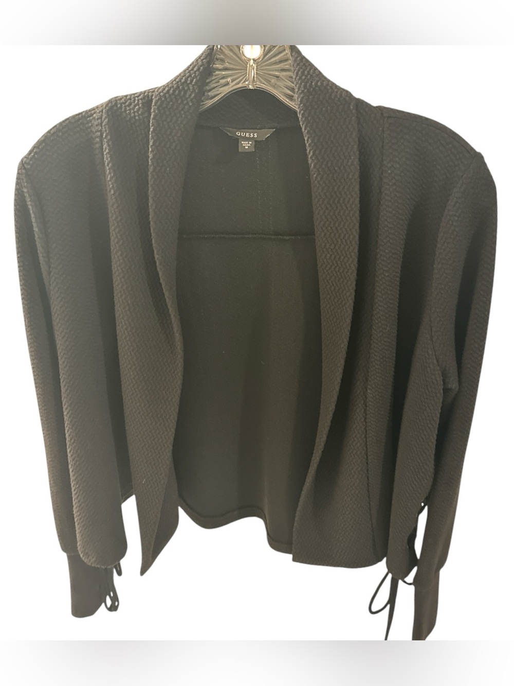 Guess Women's Black Open Drape Front Blazer Jacket